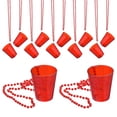 thumbnail image 1 of Uxcell 12 Pcs Shot Glass Necklaces, 2 oz Shot Cups on Beaded Necklace, Plastic Glass Cups Bead Chain Striped for Party, Red, 1 of 7