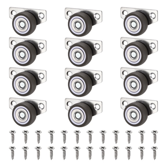 Uxcell 12 Pcs Small Caster Wheels, 1.25 Inch Side Mount Casters Mini Low Profile Wheels Smooth Drawer Rollers for Furniture Underbed Drawers Trays DIY Projects, Gray/Silver