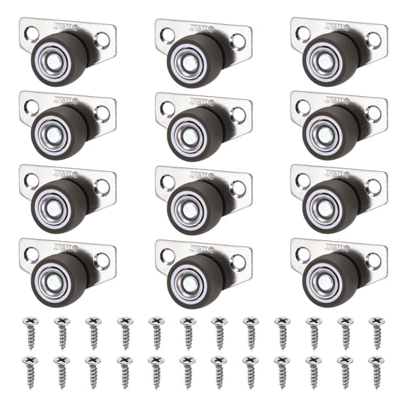 Uxcell 12 Pcs Small Caster Wheels, 1 Inch Side Mount Casters Mini Low Profile Wheels Smooth Drawer Rollers for Furniture Underbed Drawers Trays DIY Projects, Gray/Silver