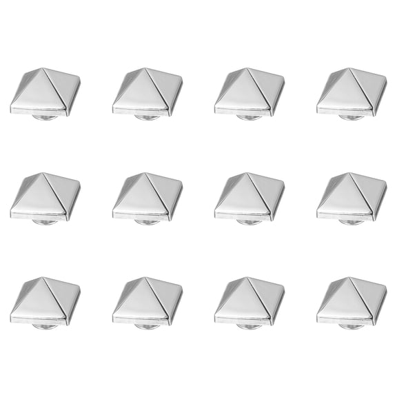 Uxcell 12 Pcs Square Spike Studs Rivets 15mm Metal Leather Rivets, Silver
