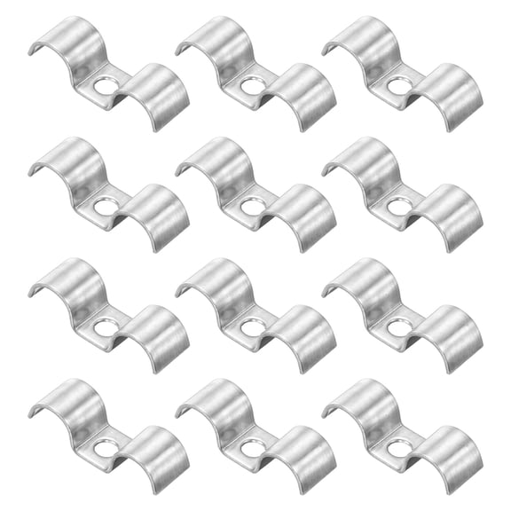 Uxcell 12 Pcs Stainless Steel Double Line Clamp 12 mm / 1/2 inch Fuel Lines Clips M-Shape Mounting Clip for Brake Fuel Lines Tubes Wire Pipe Cord Installation, Silver