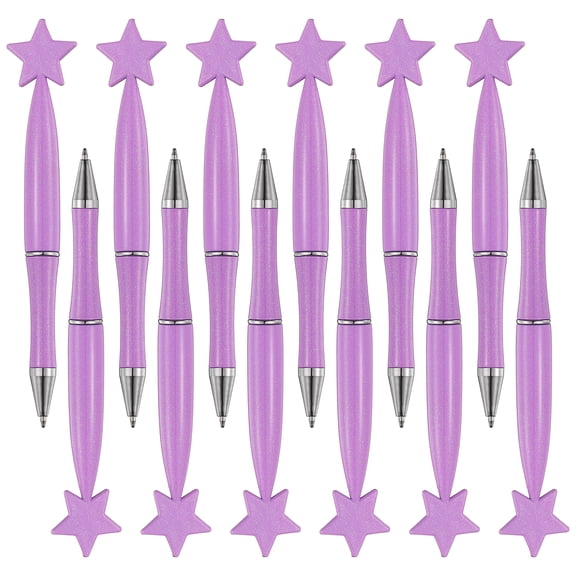 Uxcell 12 Pcs Star Ballpoint Pens, 1.0mm Tip Cute Twist Writing Pens Black Ink for Home Office Writing Supplies Valentine's Christmas Wedding Party Gifts, Pearlescent Purple