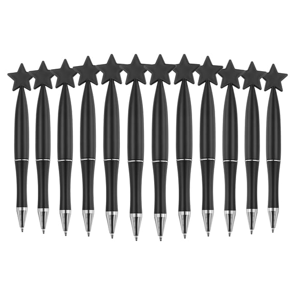 Uxcell 12 Pcs Star Ballpoint Pens, 1.0mm Tip Cute Twist Writing Pens Black Ink for Home Office Writing Supplies Valentine's Christmas Wedding Party Gifts, Black