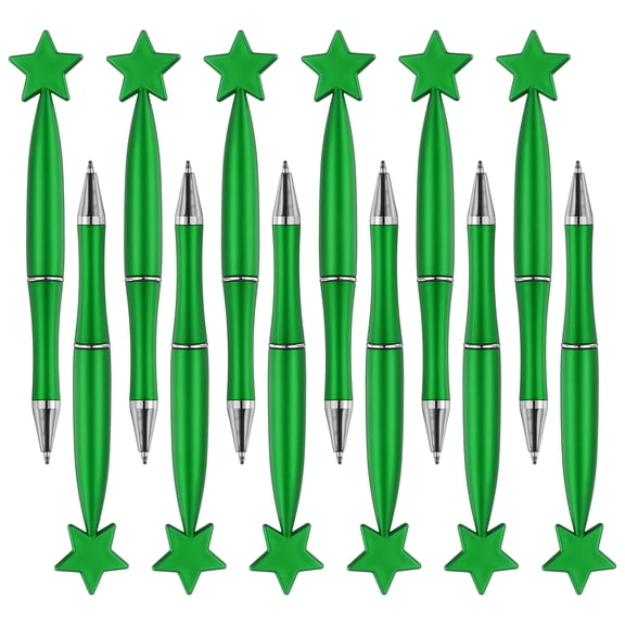 Uxcell 12 Pcs Star Ballpoint Pens, 1.0mm Tip Cute Twist Writing Pens Black Ink for Home Office Writing Supplies Valentine's Christmas Wedding Party Gifts, Green