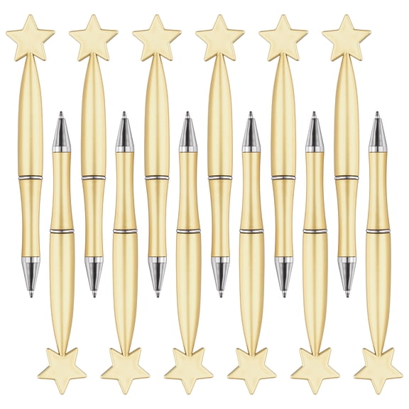 Uxcell 12 Pcs Star Ballpoint Pens, 1.0mm Tip Cute Twist Writing Pens Black Ink for Home Office Writing Supplies Valentine's Christmas Wedding Party Gifts, Gold