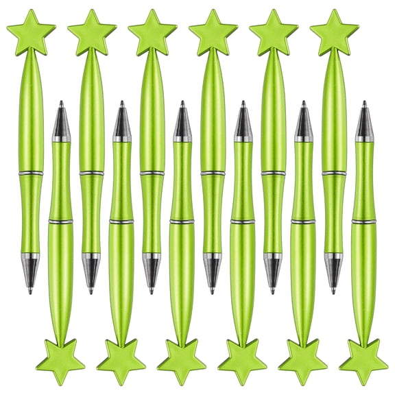 Uxcell 12 Pcs Star Ballpoint Pens, 1.0mm Tip Cute Twist Writing Pens Black Ink for Home Office Writing Supplies Valentine's Christmas Wedding Party Gifts, Pearlescent Green