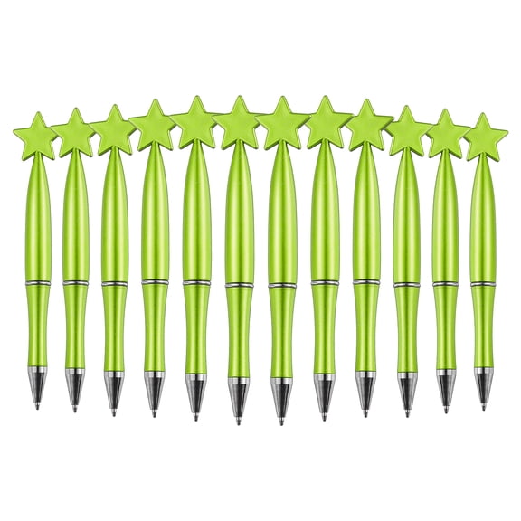 Uxcell 12 Pcs Star Ballpoint Pens, 1.0mm Tip Cute Twist Writing Pens Black Ink for Home Office Writing Supplies Valentine's Christmas Wedding Party Gifts, Pearlescent Green
