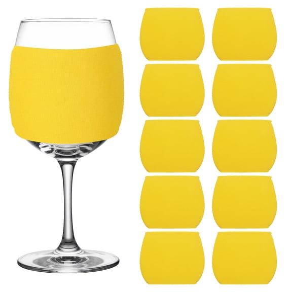 Uxcell 12 Pcs Sublimation Blank Wine Glass Sleeves, Reusable Neoprene Insulated Wine Glass Cover Protector for Cold Drinks Sublimation Ornaments Supplies, Yellow