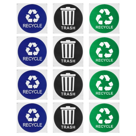 Uxcell 12 Pcs Trash Recycle Sign Decals Recycle and Trash Symbols Sticker for Waste Management
