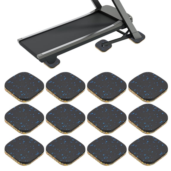 Uxcell 12 Pcs Treadmill Mat Pads, 4x4x0.6" High Density Foam Anti Vibration Pad Sound Proof Floor Mat Exercise Equipment Mat for Carpet Protect Noise Reduction Home Gym, Blue