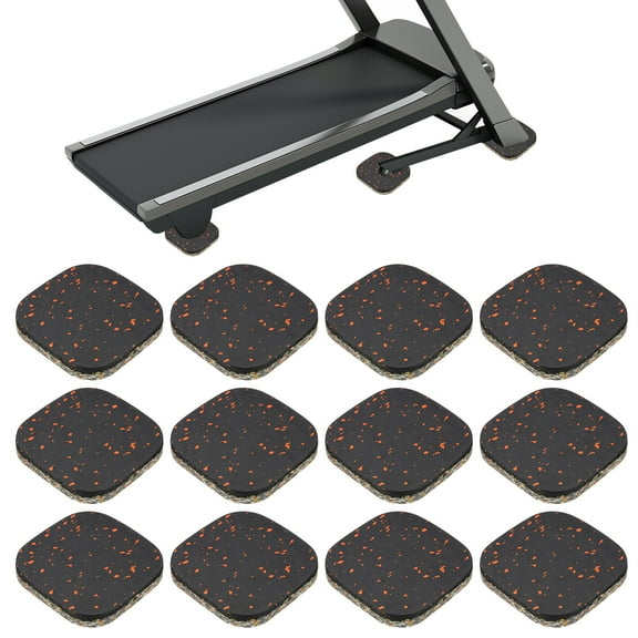 Uxcell 12 Pcs Treadmill Mat Pads, 4x4x0.6" High Density Foam Anti Vibration Pad Sound Proof Floor Mat Exercise Equipment Mat for Carpet Protect Noise Reduction Home Gym, Orange