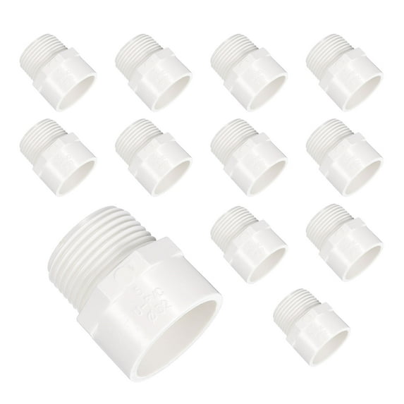 Uxcell 12Pcs Union Pipe Fitting 1" Male Adapter Thread Connector Pipe Sink Drain Adapters for Connecting Pipes, White