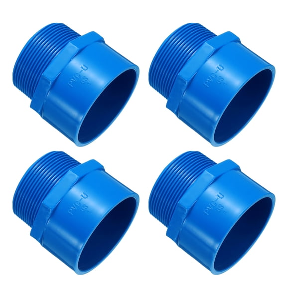 Uxcell 4Pcs Union Pipe Fitting 2" Male Adapter Thread Connector Pipe Sink Drain Adapters for Connecting Pipes, Blue