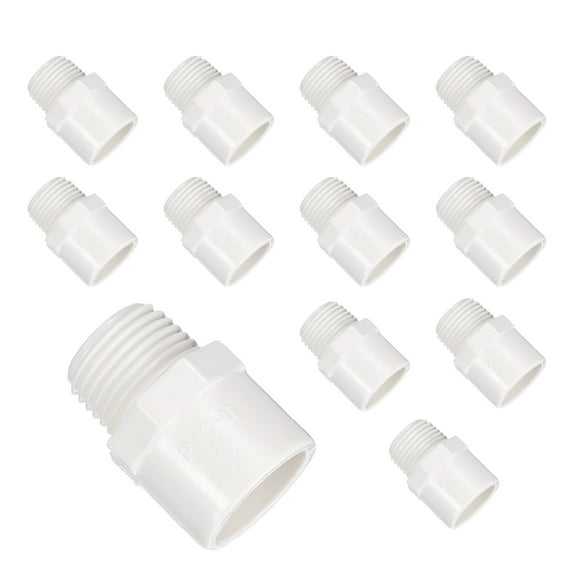 Uxcell 12Pcs Union Pipe Fitting 1/2" Male Adapter Thread Connector Pipe Sink Drain Adapters for Connecting Pipes, White