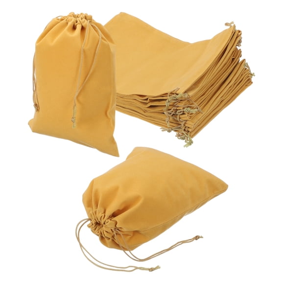 Uxcell 12 Pcs Velvet Drawstring Bag, 6.7 x 9 Inch Jewelry Velvet Pouches Gift Bags for Wedding Party Favor Candy Jewelry Packaging Organizing Storage, Gold