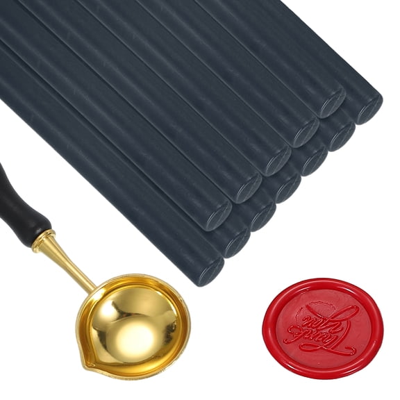 Uxcell 12 Pcs Wax Seal Sticks, Glue Gun Sealing Wax Sticks with Spoon, Starry Black
