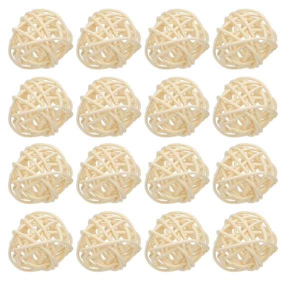 Uxcell 12 Pcs Wicker Rattan Balls 1.2 Inch Rattan Decorative Balls Vase Fillers for Wedding Party Centerpiece Bowls Home Decoration, Beige