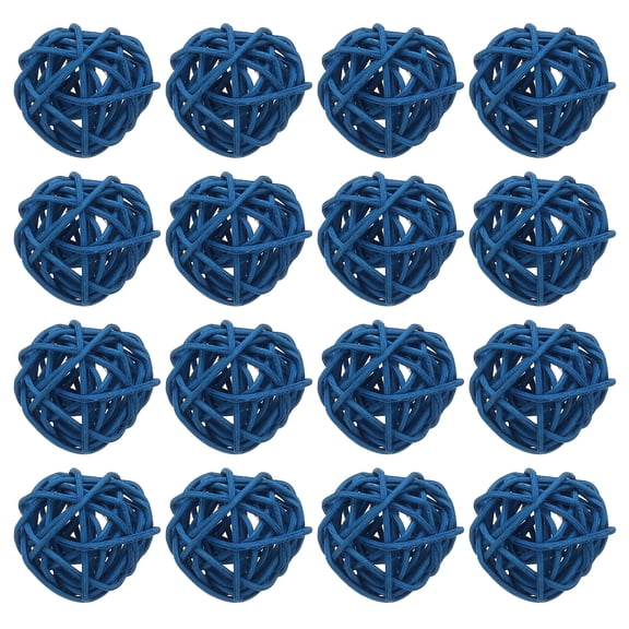 Uxcell 12 Pcs Wicker Rattan Balls 1.2 Inch Rattan Decorative Balls Vase Fillers for Wedding Party Centerpiece Bowls Home Decoration, Blue
