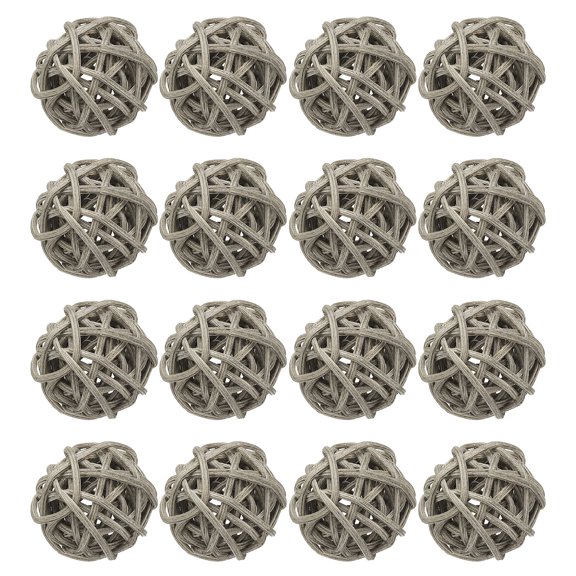 Uxcell 12 Pcs Wicker Rattan Balls 1.2 Inch Rattan Decorative Balls Vase Fillers for Wedding Party Centerpiece Bowls Home Decoration, Gray
