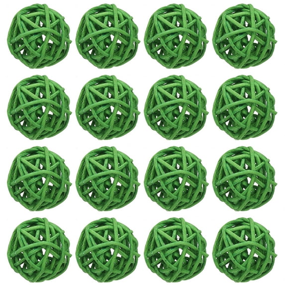 Uxcell 12 Pcs Wicker Rattan Balls 1.2 Inch Rattan Decorative Balls Vase Fillers for Wedding Party Centerpiece Bowls Home Decoration, Green