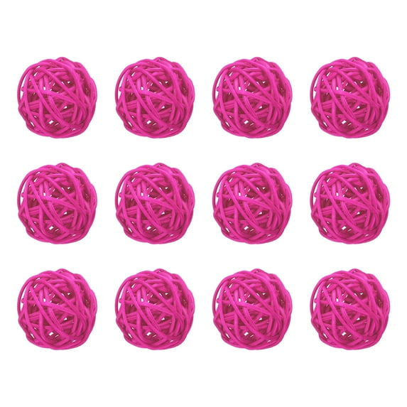 Uxcell 12 Pcs Wicker Rattan Balls 1.6 Inch Rattan Decorative Balls for Vase Fillers Home Decor Rose Red