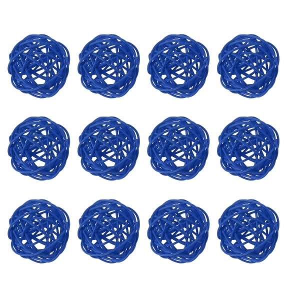 Uxcell 12 Pcs Wicker Rattan Balls 2 Inch Rattan Decorative Balls Vase Fillers for Wedding Party Centerpiece Bowls Home Decoration, Blue