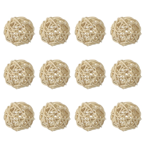 Uxcell 12 Pcs Wicker Rattan Balls 2 Inch Rattan Decorative Balls Vase Fillers for Wedding Party Centerpiece Bowls Home Decoration, Wood