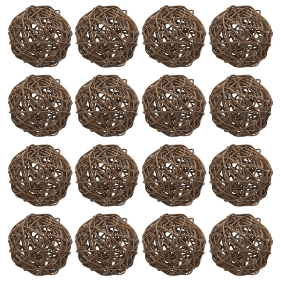Uxcell 12 Pcs Wicker Rattan Balls 3.1 Inch Rattan Decorative Balls Vase Fillers for Wedding Party Centerpiece Bowls Home Decoration, Brown