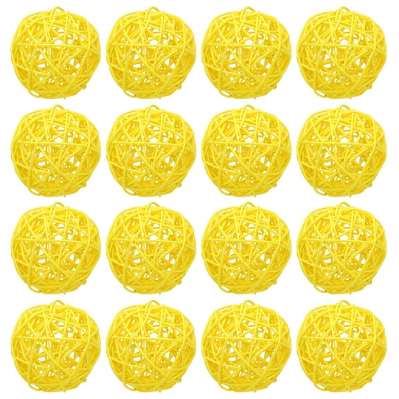 Uxcell 12 Pcs Wicker Rattan Balls 3.1 Inch Rattan Decorative Balls Vase Fillers for Wedding Party Centerpiece Bowls Home Decoration, Yellow