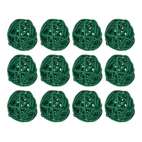 Uxcell 12 Pcs Wicker Rattan Balls Decorative Balls 1.2Inch for Vase Fillers ,Wedding ,Party ,Grass Green