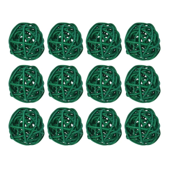 Uxcell 12 Pcs Wicker Rattan Balls Decorative Balls 1.2Inch for Vase Fillers ,Wedding ,Party ,Grass Green