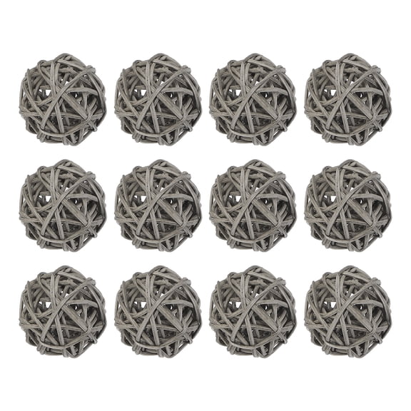 Uxcell 12Pcs Wicker Rattan Balls Decorative Balls 1.2 Inch for Vase Fillers, Wedding, Party, Grey