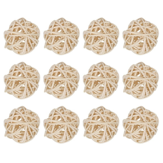 Uxcell 12 Pcs Wicker Rattan Balls Decorative Balls 1.2Inch for Vase Fillers ,Wedding ,Party ,Natural Color