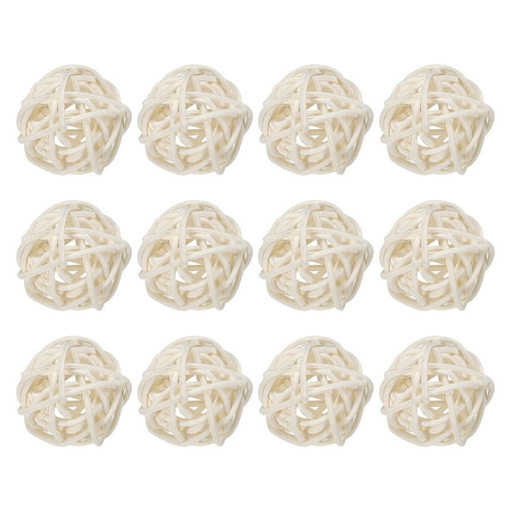 Uxcell 12 Pcs Wicker Rattan Balls Decorative Balls 1.2Inch for Vase Fillers ,Wedding ,Party ,White