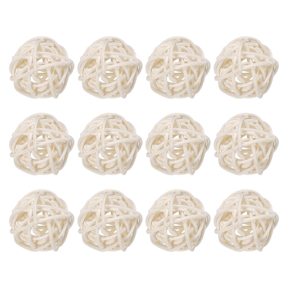 Uxcell 12 Pcs Wicker Rattan Balls Decorative Balls 1.2Inch for Vase Fillers ,Wedding ,Party ,White