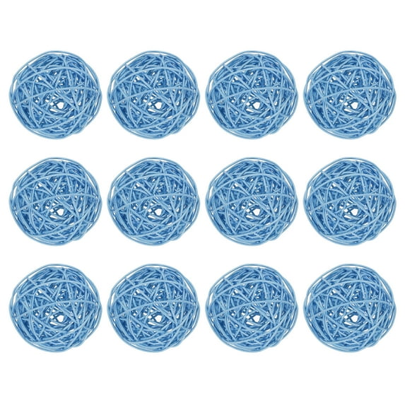 Uxcell 12 Pcs Wicker Rattan Balls Decorative Balls 2.8Inch for Vase Fillers ,Wedding ,Party ,Light Blue