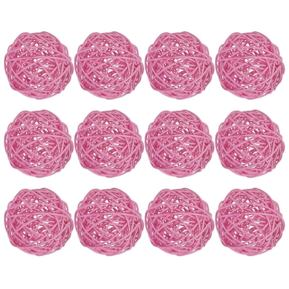 Uxcell 12 Pcs Wicker Rattan Balls Decorative Balls 2.8Inch for Vase Fillers ,Wedding ,Party ,Pink