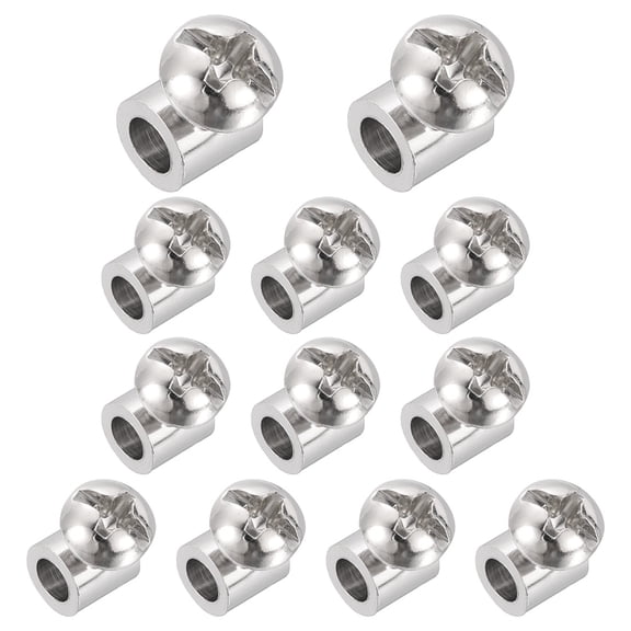 Uxcell 12 Pcs Wire Rope Cable Clamp, 6 x 6mm Copper Single Hole Wire Rope Clips Adjustable Lock Crimping Loop Sleeve Stop for 3.5mm Dia Cable, Silver