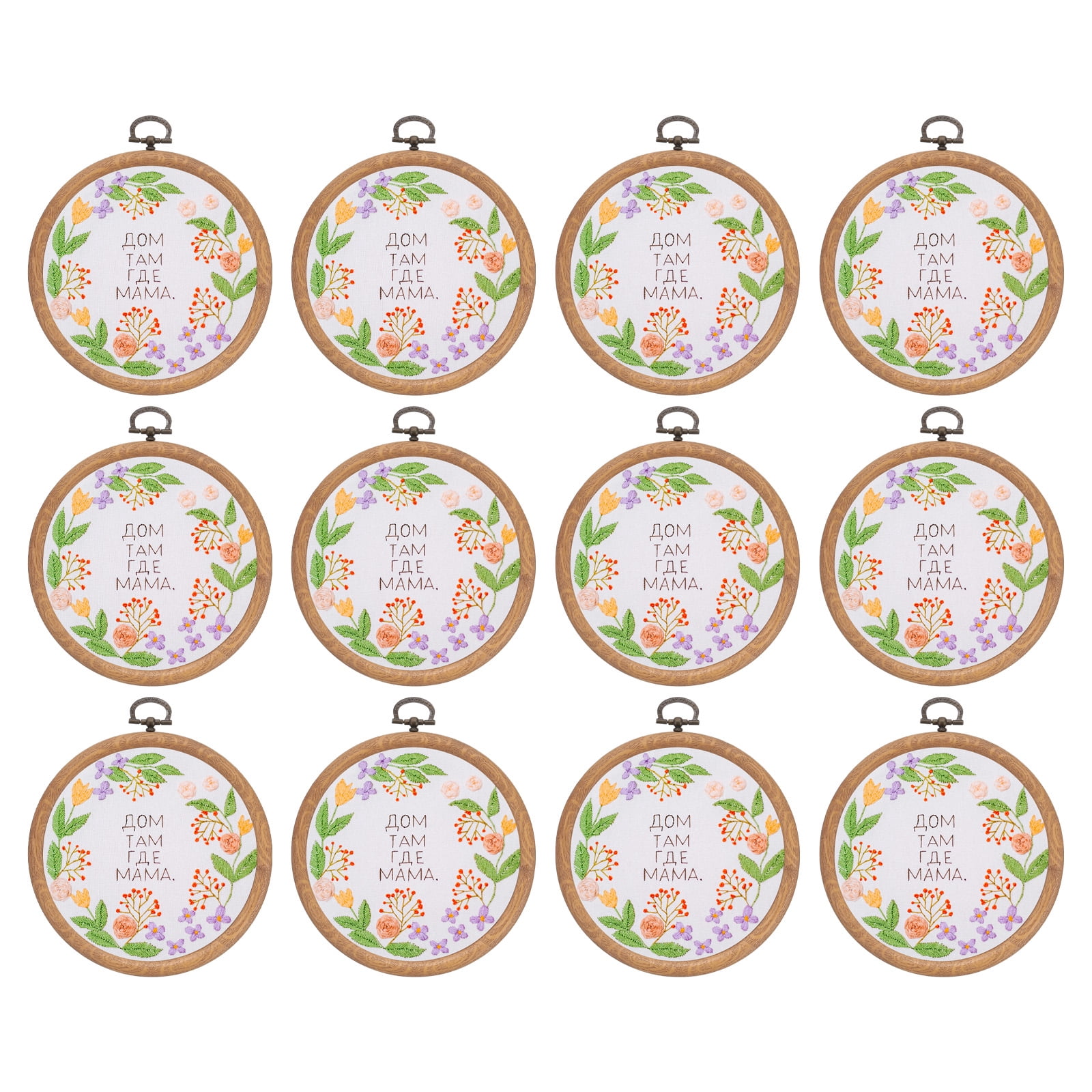 Uxcell 12 Pieces 4.2" Embroidery Hoops Frame Imitated Wood Circle Cross Stitch Hoop Ring for Embroidery Art Craft Handy Sewing Decoration
