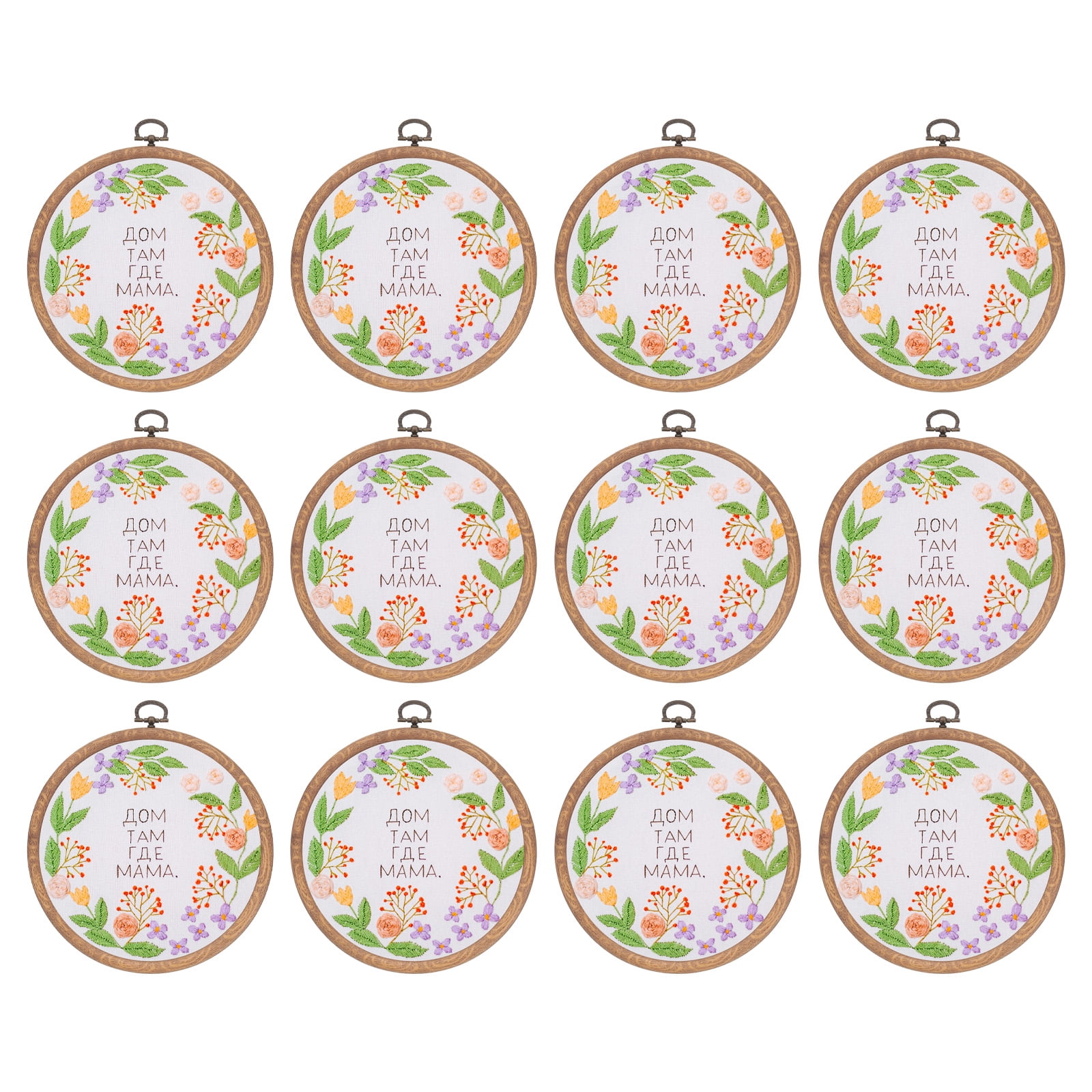 Uxcell 12 Pieces 5.7" Embroidery Hoops Frame Imitated Wood Circle Cross Stitch Hoop Ring for Embroidery Art Craft Handy Sewing Decoration