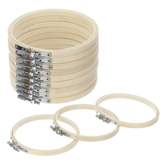 Uxcell 12 Pcs 5" Embroidery Hoops Adjustable Round Bamboo Circle Cross Stitch Hoop Ring for Art Craft Handy Sewing Needlework DIY Decoration