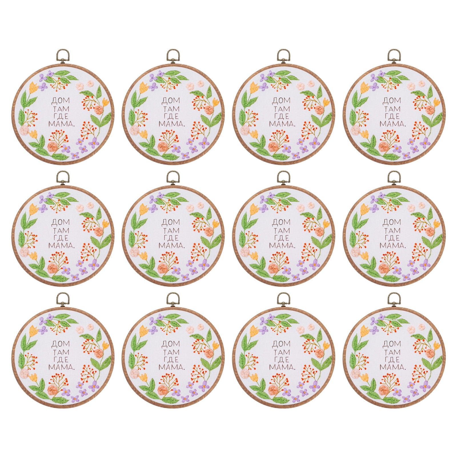 Uxcell 12 Pieces 7.3" Embroidery Hoops Frame Imitated Wood Circle Cross Stitch Hoop Ring for Embroidery Art Craft Handy Sewing Decoration
