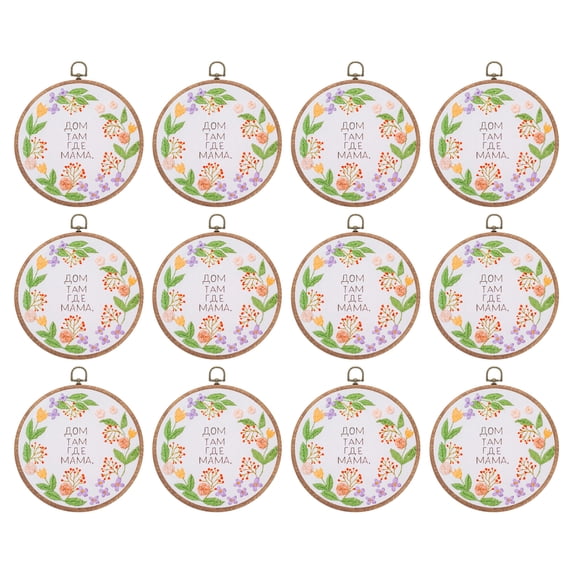 Uxcell 12 Pieces 7.3" Embroidery Hoops Frame Imitated Wood Circle Cross Stitch Hoop Ring for Embroidery Art Craft Handy Sewing Decoration