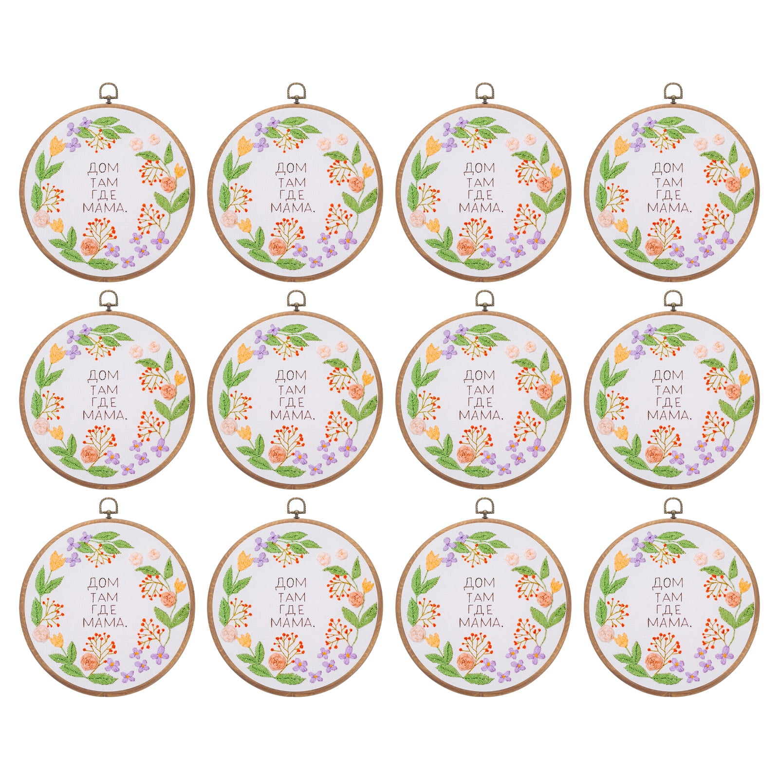 Uxcell 12 Pieces 9.1" Embroidery Hoops Frame Imitated Wood Circle Cross Stitch Hoop Ring for Embroidery Art Craft Handy Sewing Decoration