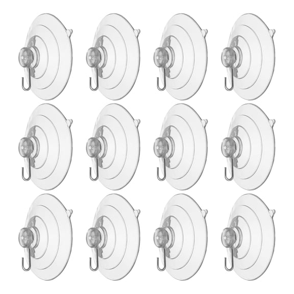 Uxcell 12 Pieces Suction Cup Hooks 2.68" Waterproof Vacuum Shower Hook Load 6.6 lbs, Clear