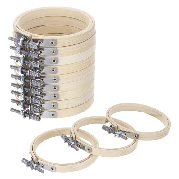 Uxcell 12 Pcs 3" Embroidery Hoops Adjustable Round Bamboo Circle Cross Stitch Hoops Ring for Art Craft Handy Sewing Needlework DIY Decoration