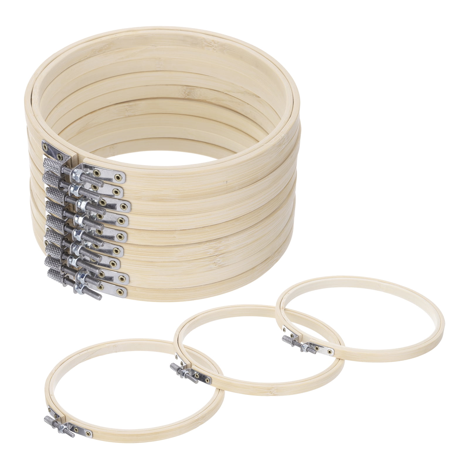 Uxcell 12 Pcs 6" Embroidery Hoops Adjustable Round Bamboo Circle Cross Stitch Hoop Ring for Art Craft Handy Sewing Needlework DIY Decoration
