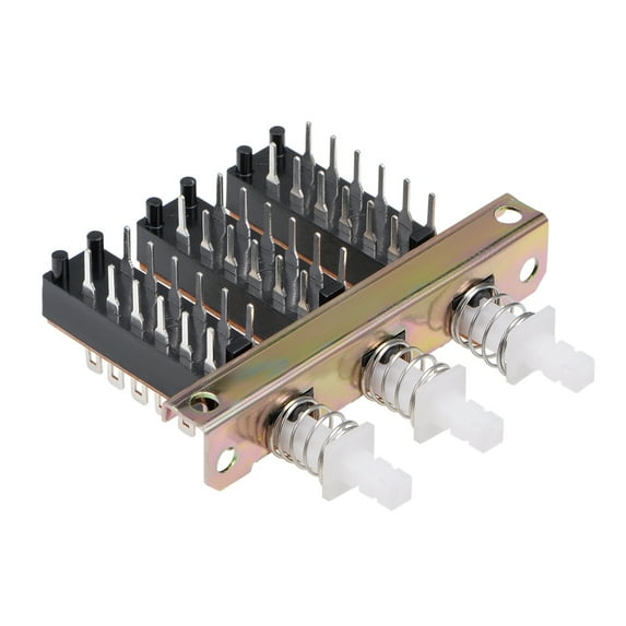 Uxcell Interlock Push Button Switch Piano Type Double Throw Metal Black 1pcs Multicolor 2.17" x 2.20" x 0.71"