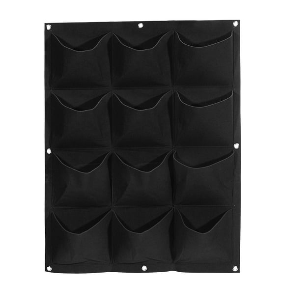 Uxcell 12 Pockets Vertical Hanging Felt Fabric Grow Bag Plant Container, Black