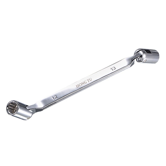 Uxcell 12 Point Flexible Head Socket Wrench, 12mm x 13mm Metric Double Swivel Box End, CR-V